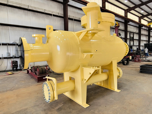 Yellow Separator Fabricated for the Oil and Gas Industry by Cypress Fabrications